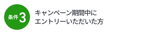 条件3：キャンペーン期間中にエントリーいただいた方